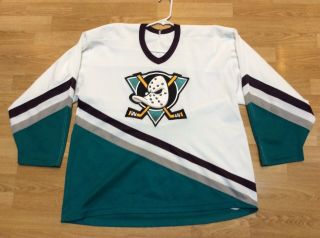 Vintage 90s Ccm Nhl Anaheim Mighty Ducks Hockey Jersey Disney Sewn Men Snags