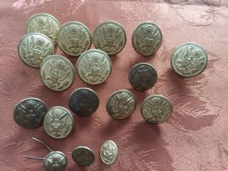 Antique Vintage Brass Us Military Uniform Buttons Scovill Mfg.  Co. ,  Waterbury