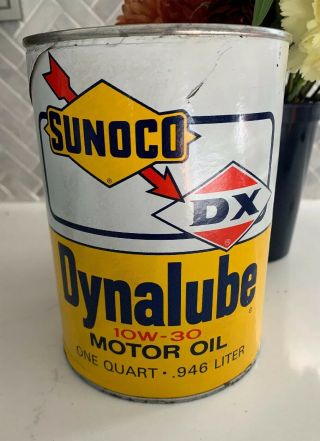 Full Nos Vintage Sunoco Dx Dynalube Motor Oil Can Mega Rare