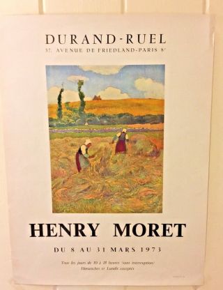 Very Rare Vintage Poster Of Henry Moret 1973 Exhibition At Durand Ruel Paris