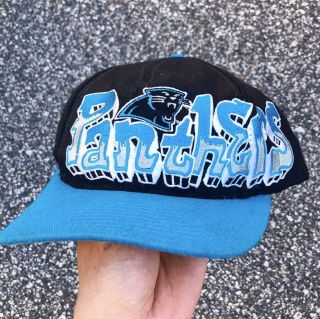 Vintage Carolina Panthers Drew Pearson Graffiti Snapback Hat Script Spellout Vtg