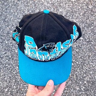 Vintage Carolina Panthers Drew Pearson Graffiti Snapback Hat Script Spellout Vtg 3