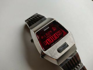 Rare Vintage Pulsar Spoon Chrongraph Watch With Red Led Display,  Very Rare