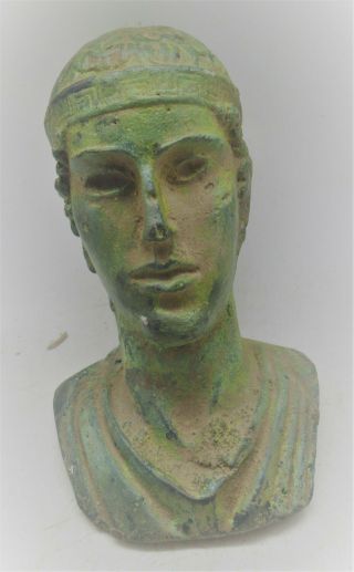 Circa 200 - 300ad Ancient Roman Bronze Bust A Senatorial Male Figure Rare