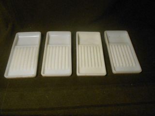 4 Vintage The American Cabinet Co Milk Glass Dental Tray 16