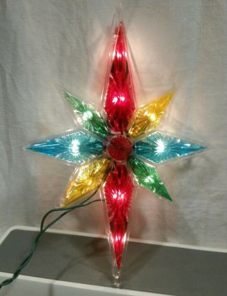 Vtg 11 " Light Up North Star Christmas Tree Topper