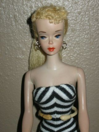 Vintage 1959 3 ? Yellow Pony Tail Barbie Doll - Pats.  Pend.  ©mcmlviii Mattel Inc