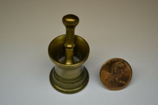 Vintage Brass Small Mortar And Pestle,  1” Mini Tiny Pharmaceutical Deco Phar