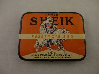 Vintage Sheik Reservoir End Condom Rubber Prophylactics Tin