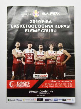 2019 Fiba World Cup Qualifiers Turkey Vs Latvia Basketball Programme
