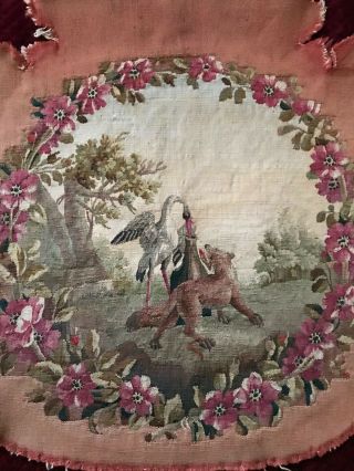 Gorgeous Handmade 18th C.  Antique Tapestry - Petit Point - Armchair Cover (l3)