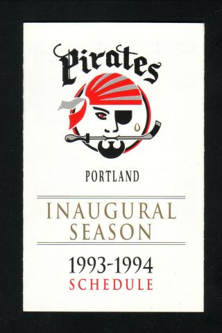 Portland Pirates - - 1993 - 94 Pocket Schedule - - Miller Lite - - Capitals Affiliate