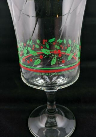Set of 4 Vintage 1985 Arby ' s Holly Berry Holiday Themed Goblets With Gold Trim 2