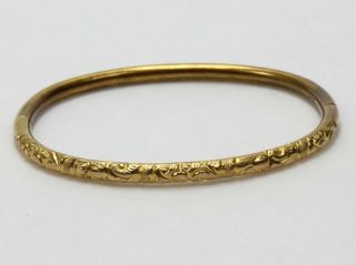 Vintage Victorian Style Gold - Tone Signed Scc Child Bangle Bracelet
