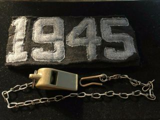 Vintage Ww2 Us Whistle With Chain And Big 1945 Patch S