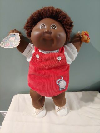 1984 Coleco Cabbage Patch Boy Doll African American Black Red Corduroy W/papers