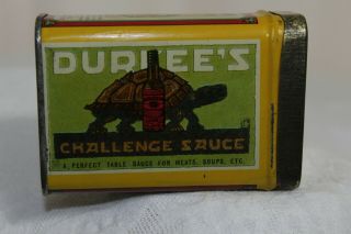 Scarce Antique Durkee Brand All Metal Litho Spice Tin; Turtle Full Back Graphic