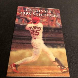 1998 St.  Louis Cardinals Baseball Pocket Schedule Starter Version Mark Mcgwire