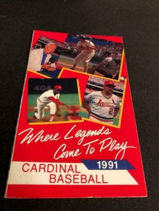 1991 St.  Louis Cardinals 2 Baseball Pocket Schedules Busch Version Stan Musial