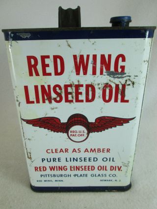 Vintage Red Wing Linseed Oil Empty Metal 1 Gal.  Can Ppg Co.