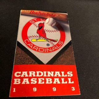 1993 St.  Louis Cardinals Baseball Pocket Schedule Buds Version