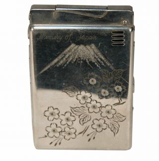 Vintage " Memory Of Japan " Cigarette Case And Lighter