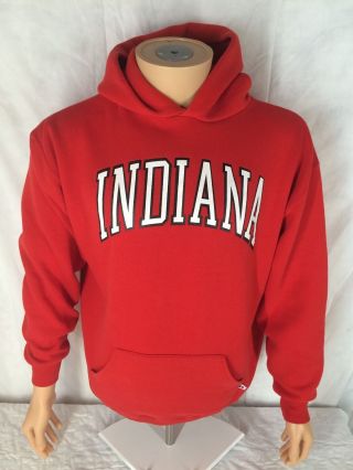 Vintage Indiana Hoosiers Hoodie Sweatshirt Xxl 2xl Red Russell Athletic Made Usa