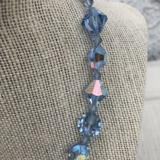 Vintage Large Blue AB Crystal Bead Necklace 17 
