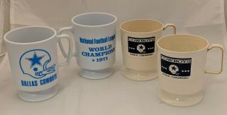 Rare Vintage 4 Cups Holders Bowl Vi Dallas Cowboys World Champions 1971