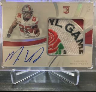 2019 Immaculate Collegiate Mike Weber Rookie Patch Auto /5