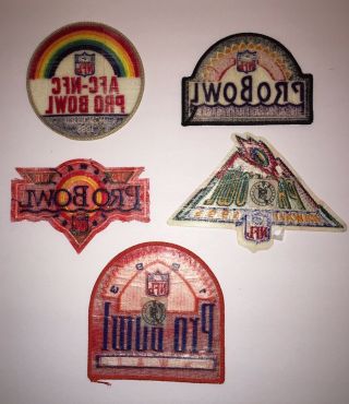 5 Vintage NFL Pro Bowl Hawaii AFC - NFC Patches - 1985,  1988,  1991,  1993,  1995 2