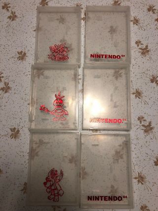 (6) Nintendo N64 Storage Game Cases Hard Plastic Vintage Oem Clamshell