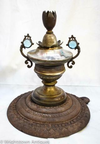 Rare Antique Round Oak Beckwith Stove Jeweled Finial 1870s