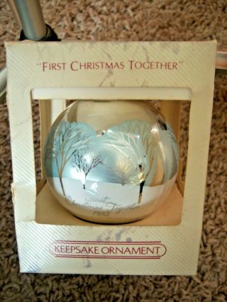 Vintage 1982 Hallmark Christmas Glass Ornament First Christmas Together