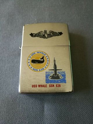 Vintage 1991 U.  S.  S Whale Ssn - 638 4 - Color Brushed Chrome Zippo Lighter