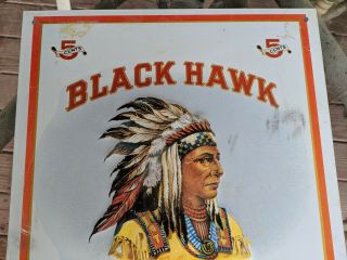 BLACK HAWK Chief Of The Broadleafs 5 Cents,  Cigar Tobacco Tin Metal Sign 3