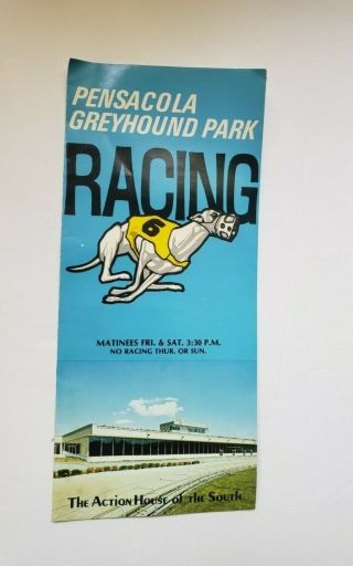 Vintage 1976 Pensacola Greyhound Park Racing Brochure Florida