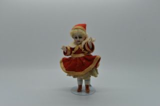 Antique German Porcelain Biscuit Doll Christmas With Costume Glass Eye Mohhair