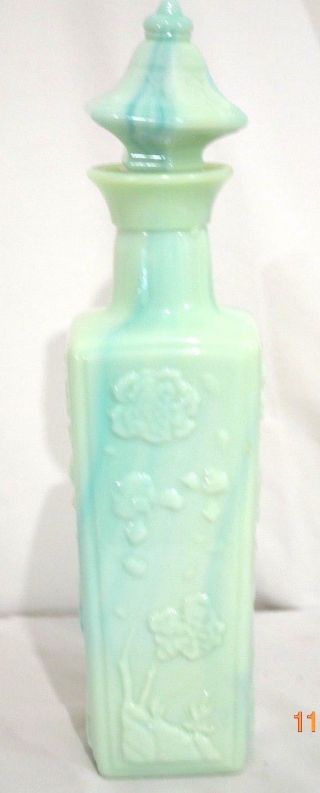 Vintage Jim Beam Liquor Bottle Decanter Jadeite Green Milk Glass