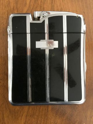 Vintage Art Deco Ronson Ten - A - Case Cigarette Case W Lighter In Enamel & Chrome