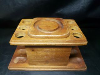 Vintage Wood Pipe And Cigar Stand Holder Humidor Box Mid Century Decor Tobacco
