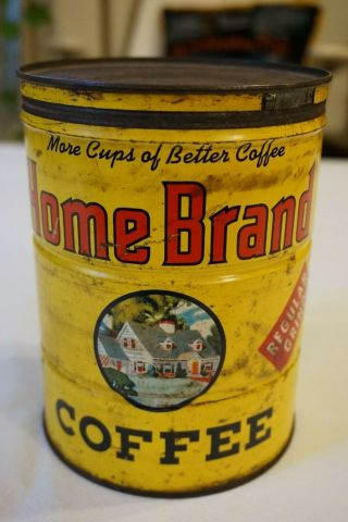 Vintage Antique Home Brand 2lb 2 Pound Coffee Tin Can Minneapolis Mn Mcgarvey