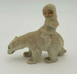 Antique Miniature Bisque Kister German Snowbaby & Polar Bear Figurine 8230