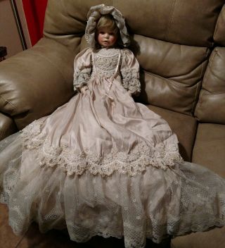 Vintage 1998 Porcelain Doll 27 " Tall (signed 195/300) Absolutely Stunning