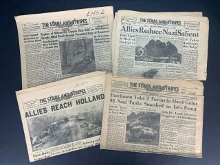 4 Vintage 1944 - 45 Stars & Stripes Newspapers Paris Ed.  Allies Reach Holland