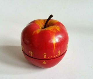 Vintage Fruit Red Apple 3 " Kitchen Timer Hour Minute Alarm Cooking