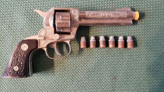 Vintage Nichols " Stallion.  32 " Die Cast Toy Revolver With 6 " Bullets "