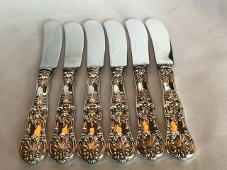 6 Six Tiffany & Co.  English King Sterling Silver Butter Spreaders No Monograms