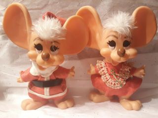 Vintage 1970 Santa And Mrs.  Claus Banks Roy Des Of Fla Big Ear Mouse