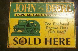 Antique Vintage Collectible John Deere Embossed Tin Sign Home Decor